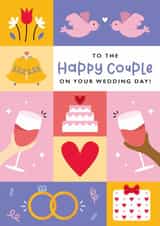 Cute Wedding Card - Happy Couple - Doves created by Joanne Hawker
