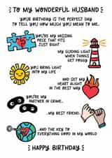 Cute Birthday Card - Wonderful Husband - My Best Friend created by Lyndsay Moon