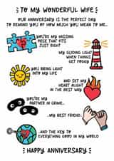 Cute Anniversary Card - Wonderful Wife - My Best Friend created by Lyndsay Moon