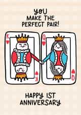 Cute Anniversary Card - 1st - Playing Cards Pair created by Lyndsay Moon