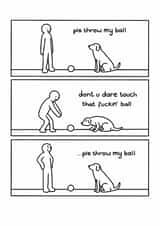 Funny Birthday Card - From The Dog - Pls Throw My Ball created by Redback Cards