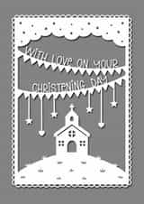 Christening Day card - paper cut inspired design - for a child created by Alfie and Archie Crafts