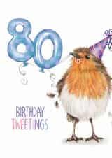 Cute Birthday Card - 80th - Robin created by Citrus Bunn
