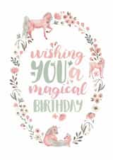 Magic Pink Unicorn Birthday Card created by Elena O'Neill