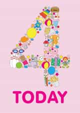 Cute 4th Birthday Card - For Her - Toys created by mrs L cards