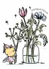 Cute Thank You Card - Cat With Flowers created by Holly Fearon