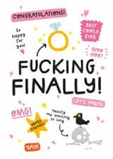 Funny Engagement Card - Fucking Finally created by Twisted Haggis