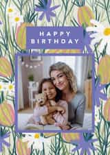 Personalised Birthday Photo Card created by Joy Jen Studio - Pretty Birthday Card - Floral Frame