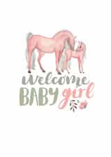Cute New Baby Card - Welcome Baby Girl - Unicorns created by Elena O'Neill