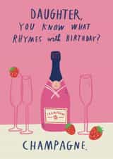 Funny Birthday Card - For Daughter - Champagne & Strawberries created by Alice Mole Illustration