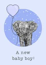 Cute New Baby Card - Elephant - Baby Boy created by Beth Higgins Art