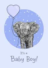 Cute New Baby Card - Elephant - Baby Boy created by Beth Higgins Art