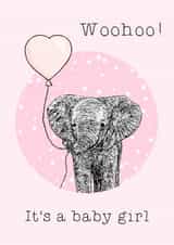 Cute New Baby Card - Baby Girl - Elephant created by Beth Higgins Art