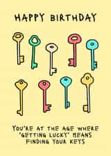 Funny Birthday Card - Funding Your Keys created by Astrid Cooper