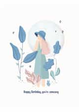 Happy Birthday, you’re amazing card for friend - cute nature girl with flowers created by Donna Moran Designs