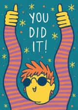 Cute Congratulations Card - You Did It - Thumbs Up created by Lucy Mulligan