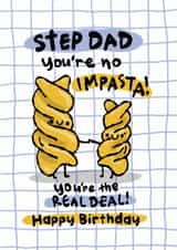 Cute Birthday Card - For Stepdad - Pasta Pun created by The Playful Indian