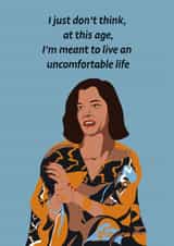 White Lotus Funny Quote Card – Victoria Ratliff “Uncomfortable Life” created by Wishyu 