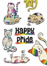 Cute Love & Friendship Card - Happy Pride - Pride Cats created by mimi & me designs