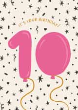 Cute 10th Birthday Card - For Her - 10 Balloons created by The Pattern Press