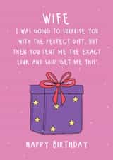 Funny Birthday Card - For Wife - Link created by @Laura Lonsdale Designs