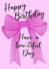 Pretty Bow Birthday Card for Her - Coquette Pink Bow for Friend created by Alexia Mickleburgh