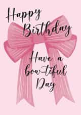 Pretty Bow Birthday Card for Her - Coquette Pink Bow for Friend created by Alexia Mickleburgh