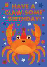 Cute Birthday Card - Party Crab - Pun created by Mossy Rock Designs