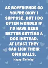 Rude Birthday Card - For Boyfriend - You're Okay created by Choo Choo 