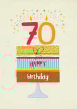 Classic 70th Birthday Card - Cake - Candles created by Pencilface