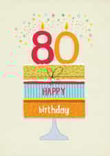 Classic 80th Birthday Cake Card - Cake & Candles created by Pencilface