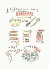 Classic Birthday Card - For Her - Lovely Birthday created by Chloë Breeze Illustration