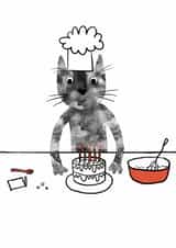 Cute Birthday Card - Cat - Baking created by Nic Squirrell