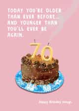 Cheeky 70th Birthday Card - Cake - For Her created by Holly Fox