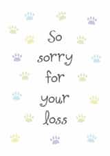 Classic Sympathy Card - So Sorry For Your Loss - Cat Paw Prints created by size3art