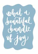 New Baby Card - Beautiful Bundle of Joy - Blue & White Minimalist Design created by Creative Feel Designs