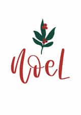 Christmas Card - Noel Brush Lettering - Green Branch and Berries Design created by Creative Feel Designs