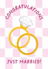 Fun Wedding Card - Just Married! - Rings created by Painted Parasol Studio