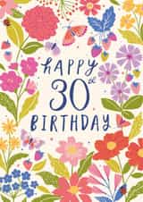Pretty 30th Birthday Card - For Her - Flowers created by Nina Raby - Jones
