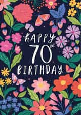 Pretty 70th Birthday Card - For Her - Flowers created by Nina Raby - Jones