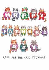 Cute Father's Day Card - Cat's Pyjamas - Illustrated Cats created by Jelly Armchair