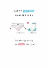 Cute 2nd Anniversary Card - Cotton - Fancy Pants (Pink Knickers & Blue Sock) created by Larry the Match