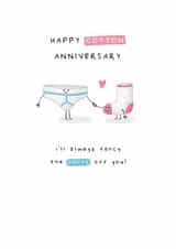 Cute 2nd Anniversary Card - Cotton - Fancy Pants (Blue Y-fronts & Pink Sock) created by Larry the Match