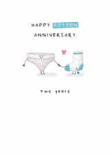 Cute 2nd Anniversary Card - Cotton - Two Years (Pink Knickers & Blue Sock) created by Larry the Match