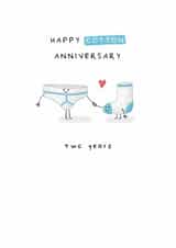 Cute 2nd Anniversary Card - Cotton - Two Years (Blue Y-fronts & Blue Sock) created by Larry the Match