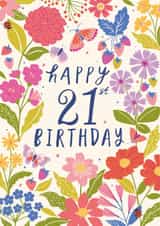 Pretty 21st Birthday Card - For Her - Flowers created by Nina Raby - Jones