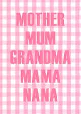 From Us All Pink Gingham Card for Mum and Grandma's Birthday created by Illustratoni