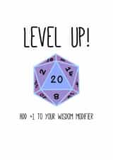 Purple Dungeons And Dragons ‘Level Up’ Birthday Card - Funny D&D Adventure Card created by Olivia 