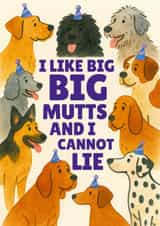 Cheeky Big Mutts Birthday Card - Big Dog Breeds in Cute Watercolour Style created by Olivia 