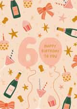 Pretty Birthday Card - 60th - Balloons created by The Pattern Press
